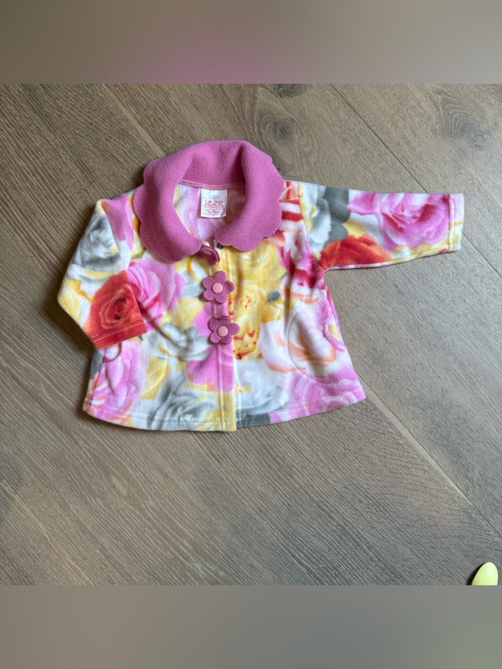Vintage Baby Sweater Jacket Floral Pink Fleece Little Things By Anna 9 Months